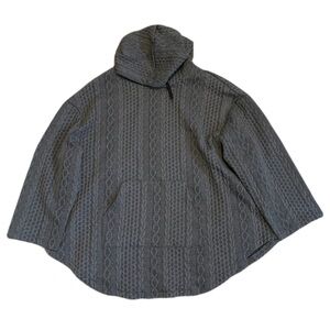 SHEIN Curve 3XL Grey Cable Knit Hooded Poncho Sweater